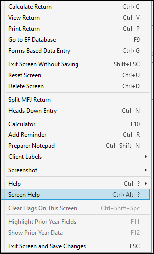 Image of "Help" in the right-click menu